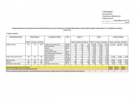 Меню зима-весна на 2019год